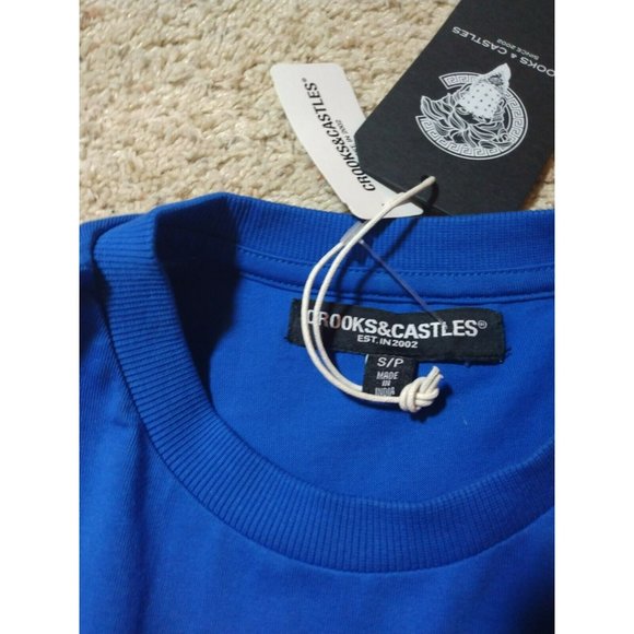 NWT Crooks and Castles Shirt Size Small Blue Mens Cant Stop the Crooks Spell Out - Picture 7 of 12